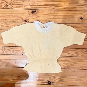 Workshop • Feen Wright & Manson Knit Shoulder Padded Lace Necklace Yellow Top M